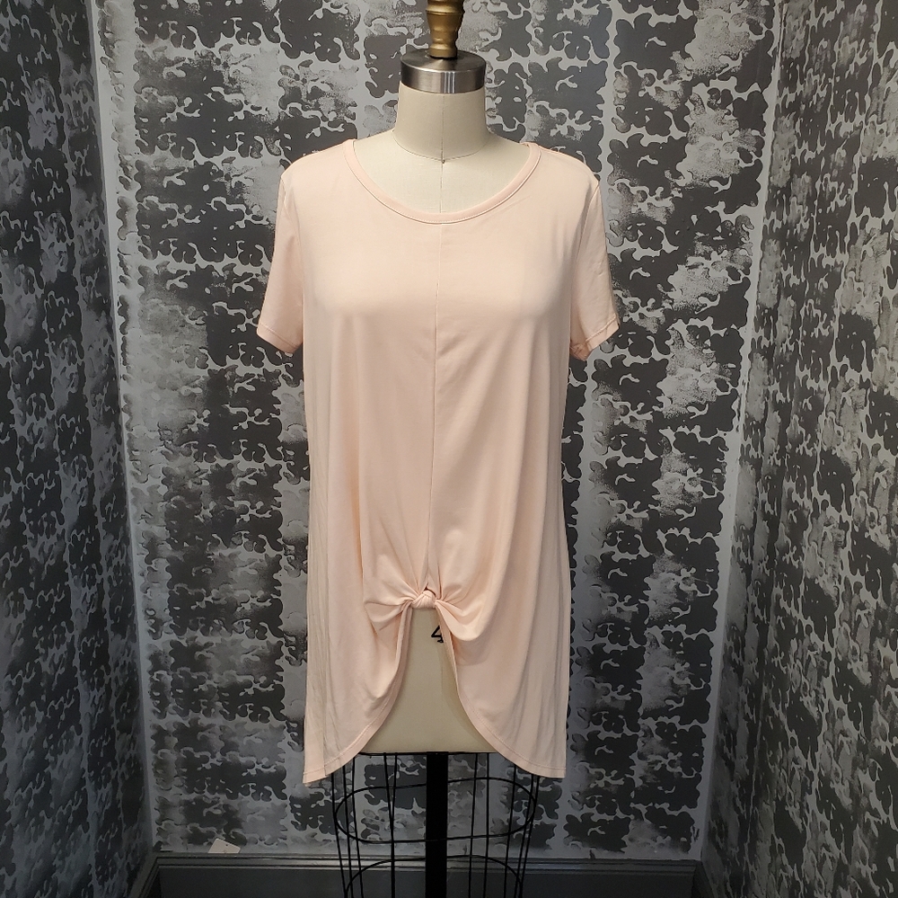 Soft Light Pink Knit Long Tee with Tie NWT